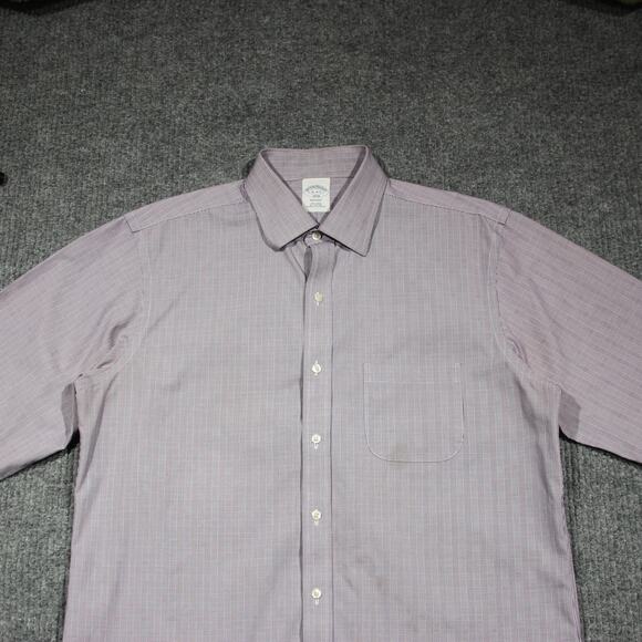 Vintage Brooks Brothers Button Down Shirt Mens 16 4/5 Purple Graph Check Plaid - Picture 2 of 7